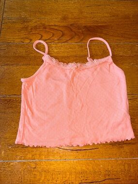 American Eagle Outfitters Peach Lace-Trim Spaghetti Strap Cami